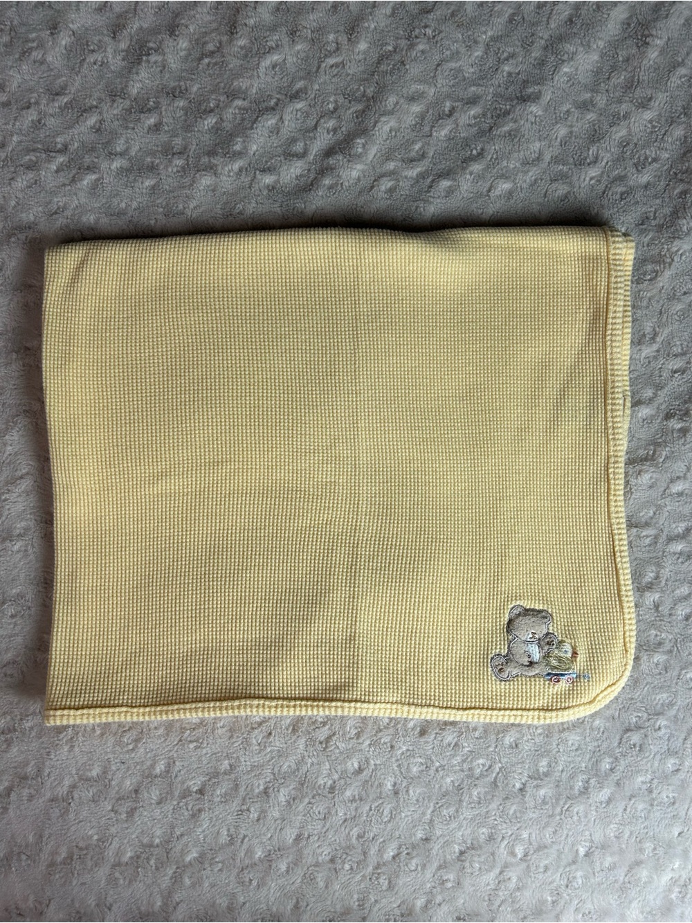 Baby Connection Yellow Thermal Teddy Bear Duck Toy Baby Blanket Waffle Weave